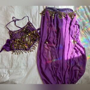 Purple Belly Dance Costume with Gold Accents
